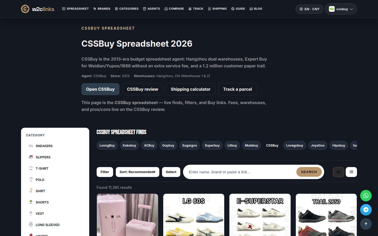 Catalogue CSSBuy sur w2clinks : fiches avec photo, marque et prix de référence
