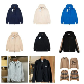 Burberry Veste à capuchon à fermeture éclair à monture solide-4343  