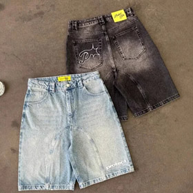 Protéger brodé lâche Harajuku lavé Denim Shorts-4926  