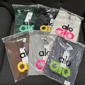 ALO mousse lettre à chaud estampillé argent manches courtes crew col T-shirt-5096  