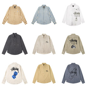 Stussy nouveau casual style japonais à manches longues imprimé chemise-5275  