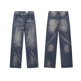 Hellstar lavé vintage casual jeans à jambes droites-5282  