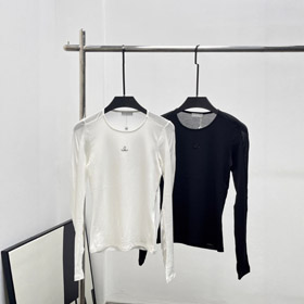 Chanel nouveau design de lettre orné de diamants polyvalent slim-fit à manches longues T-shirt-5303  