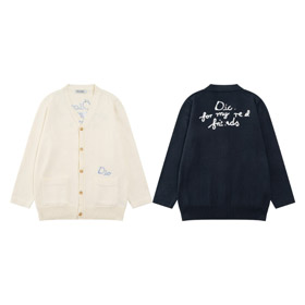 Dior lettre logo brodé casual lâche laine tricot cardigan pull-5316  
