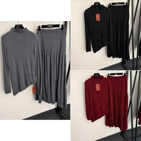 Loro Piana nouvel ensemble tricot en laine avec ourlet incliné irrégulier-5384  