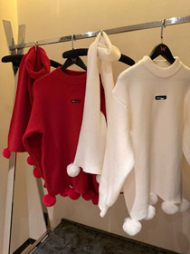 Miu Miu nouvelle arrivée Pull à tricot à fourrure de lapin pom-pom et foulard ensemble (ensemble en deux pièces) -5386  