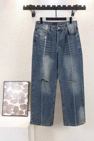 Balenciaga style vintage nouveau déchiré et lavé large-jambe jeans-5432  