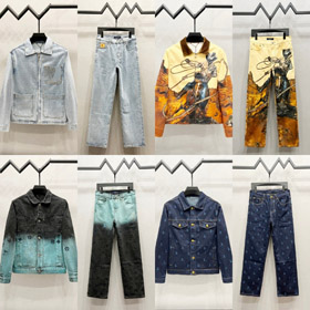 Louis Vuitton LV nouvelle collection logo complet brodé dégradé denim set-5478  