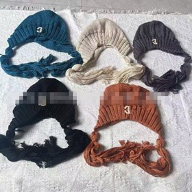Chanel pleine couleur vintage chapeau tricoté avec tassels-5856  