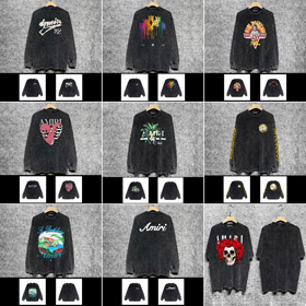 AMIRI populaire détresse laver imprimé à manches longues T-shirt-5864  