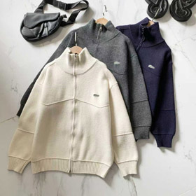 Lacoste simple stand-collar zip-up cardigan tricoté veste-5893  