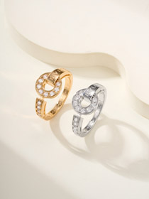 Bulgari Pave Diamant Lettre Bague-3586  