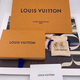Louis Vuitton LV carré diamant pendentif plein diamant lettre boucles d'oreilles-3673  