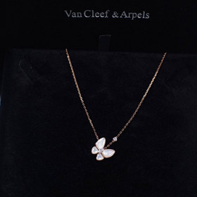 Van Cleef & Arpels or et blanc Mother-of-Pearl collier papillon-3694  