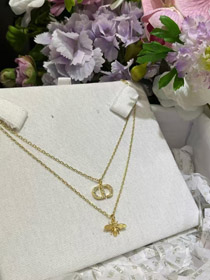 Dior or diamant abeille pendentif double collier-3706  