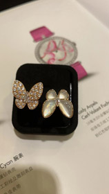 Van Cleef & Arpels White Mother-of-Pearl Diamant papillon or rose bague-3734