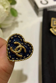 Chanel vintage or double C denim motif amour bague-3738