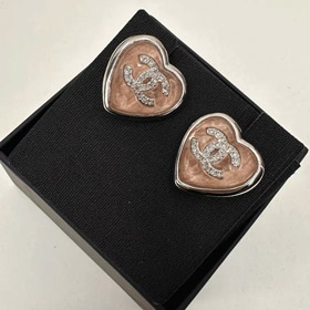 Chanel boucles d'oreilles strass double c rose bleu boucles d'oreilles amour-3746