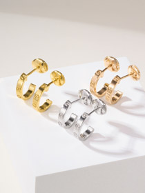 Cartier or rose, or jaune et or blanc boucles d'oreilles-3779