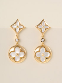 Louis Vuitton LV boucles d'oreilles blanches en mère de perle-3780