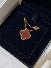 Van Cleef & Arpels quatre feuilles trèfle or rouge obsidiane large collier-3790  