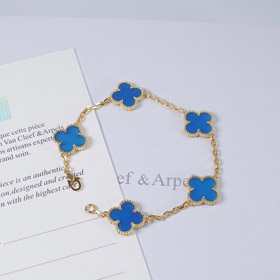 Van Cleef & Arpels Royal Blue Cinq fleurs Bracelet à quatre feuilles de trèfle-3794  