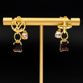 Louis Vuitton LV boucles d'oreilles de diamant de griffe de fleur en métal-3806